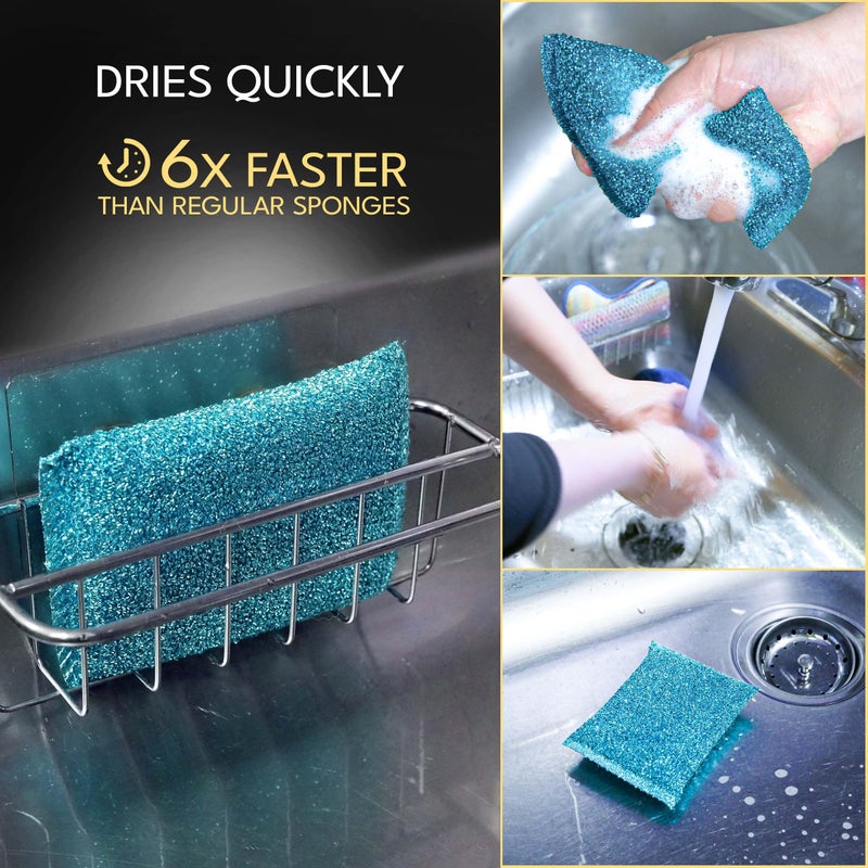The Crown Choice Dish Sponges for Kitchen (6 Pcs Pack) - Non Scratch Scrubbers for Cleaning Dishes - Reusable Dish Sponge Scrub Pads for Dishwashing & Washing - Household Scrubber Supplies & Tool for Pots, Pans, Sink - Image 4